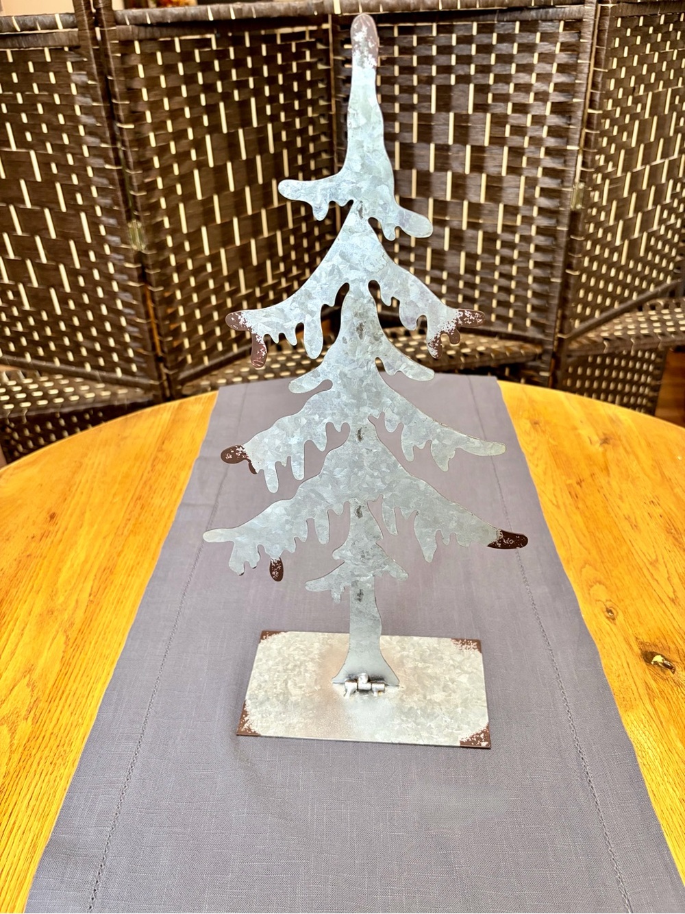 Rustic Galvanized Metal Holiday Tree Table Decor - Silver - Picture 2 of 4